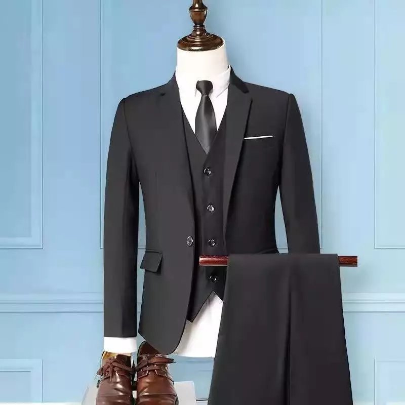 Suit Set Three-piece Set Men's Korean Style Slim Fit Business - Image 6