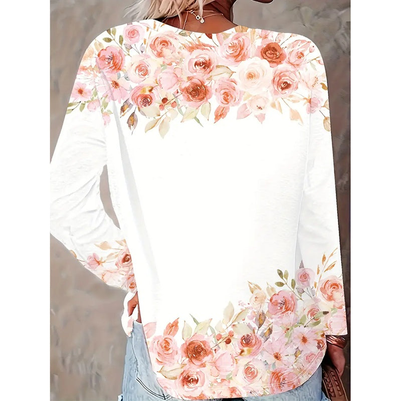 Womens Horse Printed Crewneck Long Sleeve Shirts Casual Dressy Animal Lover Gift Blouses Tee - Image 3
