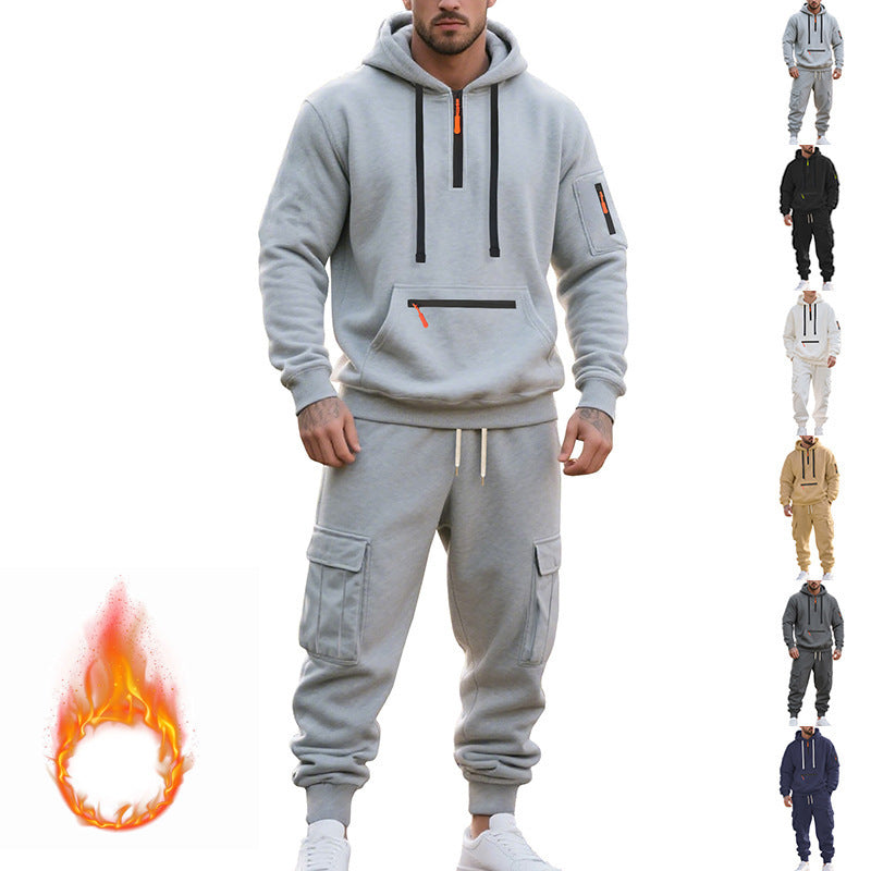 Fleece-lined Men's Loose Sports And Leisure Suit - Image 2
