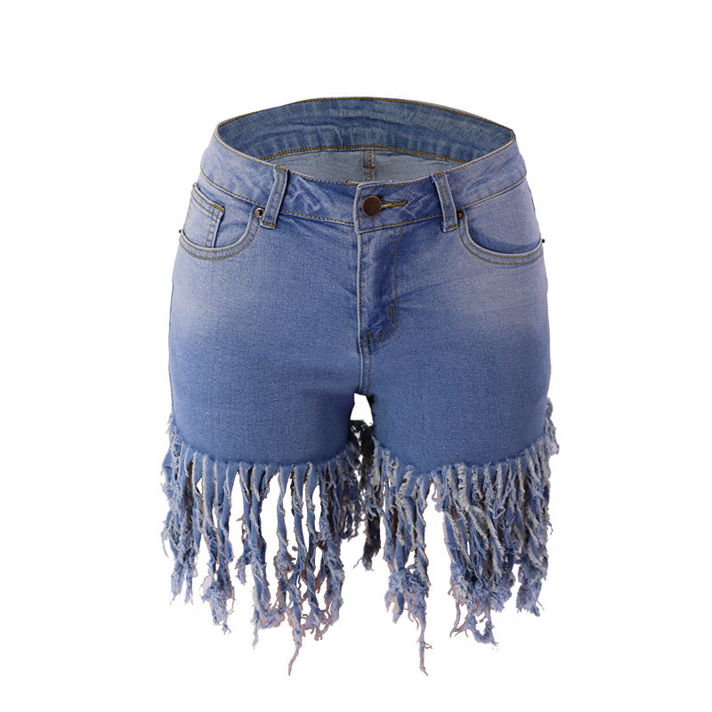 European And American Fashion Tassel Denim Shorts For Women - Image 6