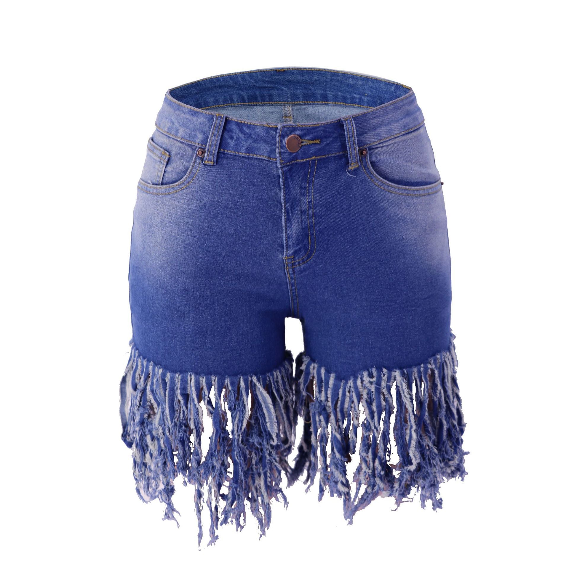 European And American Fashion Tassel Denim Shorts For Women - Image 5