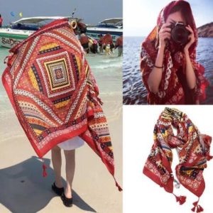 Indian Hippie Shawl Beach Scarves Linen Warm Retro Geo Bohemian Shawls Wraps Scarves