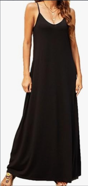 Supnier Women's Summer Maxi Dress Casual V-Neck Sleeveless Bohemian Spaghetti Strap Floral Long Maxi Dress - Image 3
