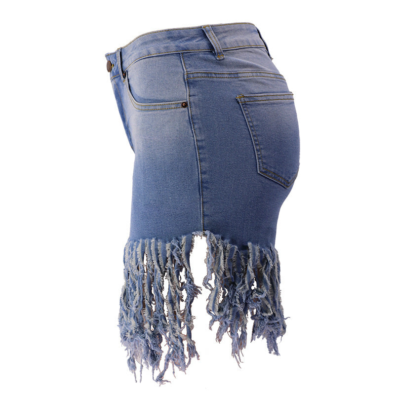 European And American Fashion Tassel Denim Shorts For Women - Image 4