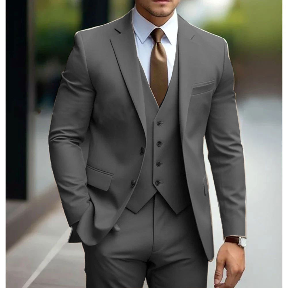 Business Casual Men's Three-piece Suit For Bridegroom Men's Wedding - Image 9