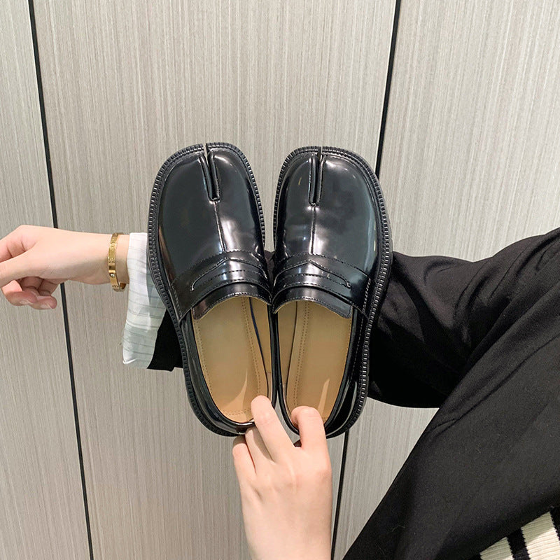 Autumn New Authentic Leather Split-toe Shoes Slip-on