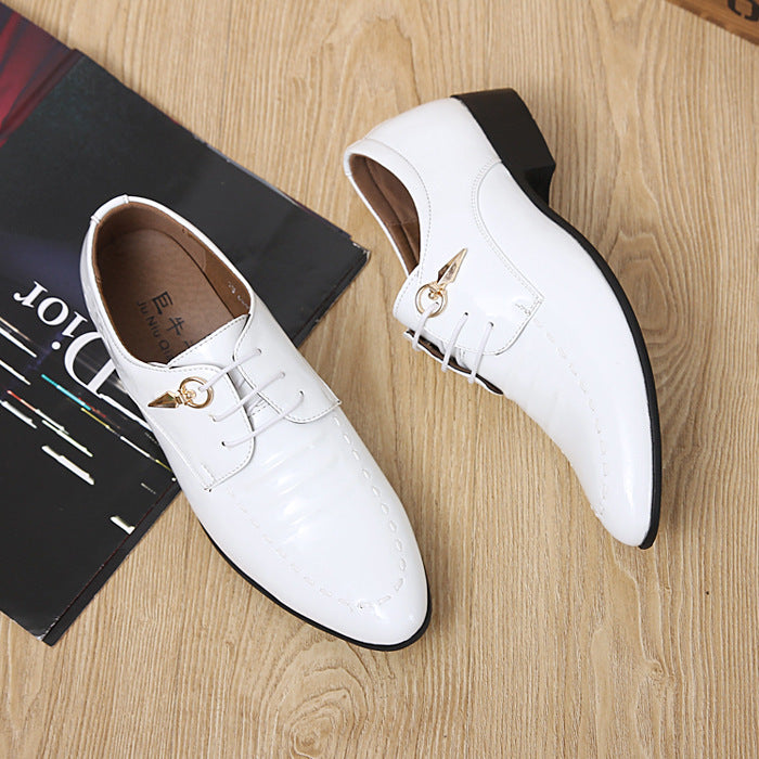 Business Formal Wear Leather Shoes Men British Square Toe Men's Shoes Cowhide Color Matching