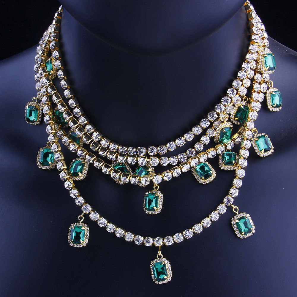 Retro Exaggerated Hip Hop Multilayer Rhinestone Pendant Necklace - Image 5