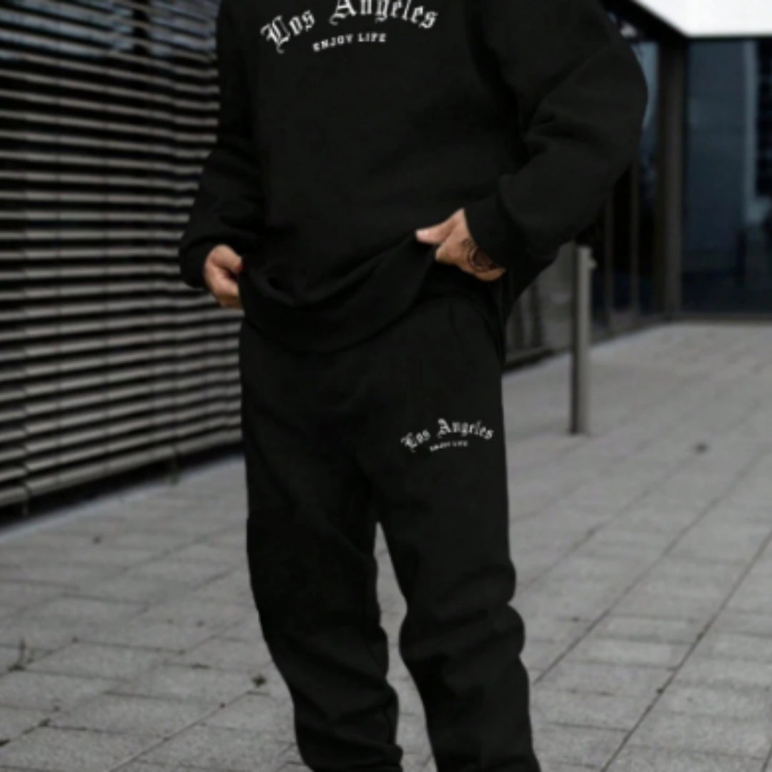 Men's Pullover Hooded Sweater Letter Printing Leisure Sports Suit - Image 4