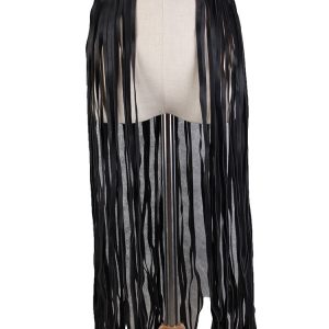 Fantastic Long Fringe Belt Black Leather Designer Belts
