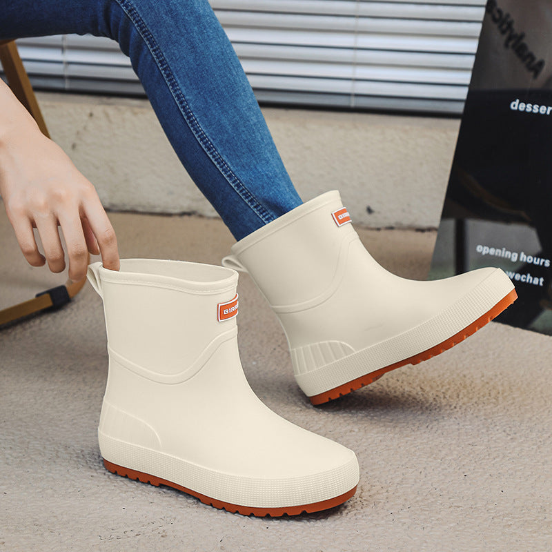 Mid-calf Women's Stylish Water Shoes Outdoor Non-slip Adult Rain Boots - Image 4