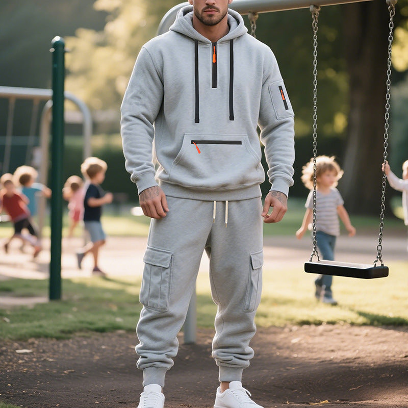 Fleece-lined Men's Loose Sports And Leisure Suit - Image 11