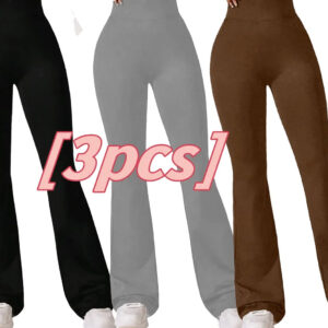 3pcs High-Waisted Flare Sharkskin Leggings Slim Fit, Lightweight & Sculpting Yoga Pants