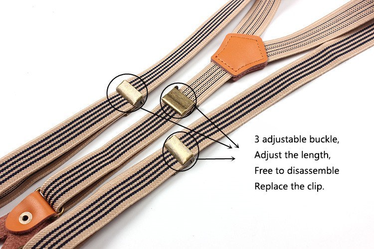 Bib stripe straps straps double shoulder straps men and women elastic elastic suspenders - Image 3