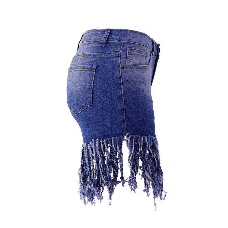 European And American Fashion Tassel Denim Shorts For Women - Image 3