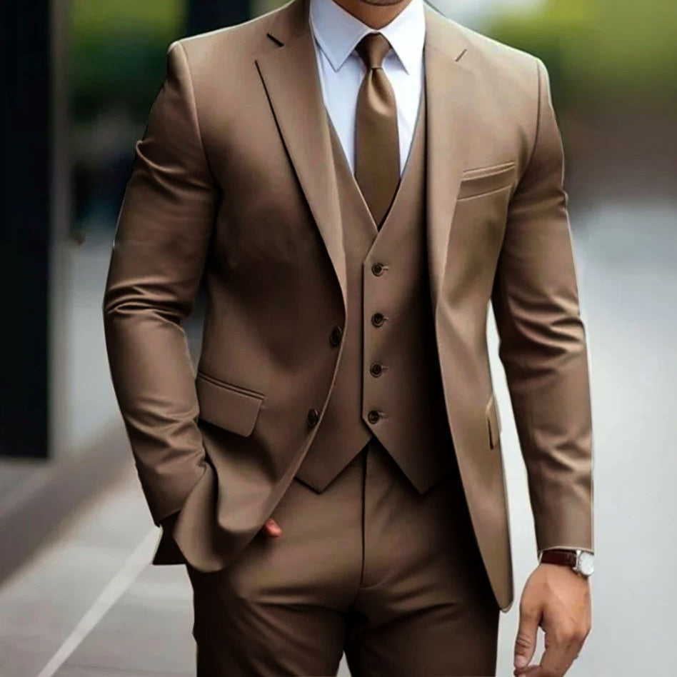 Business Casual Men's Three-piece Suit For Bridegroom Men's Wedding - Image 12