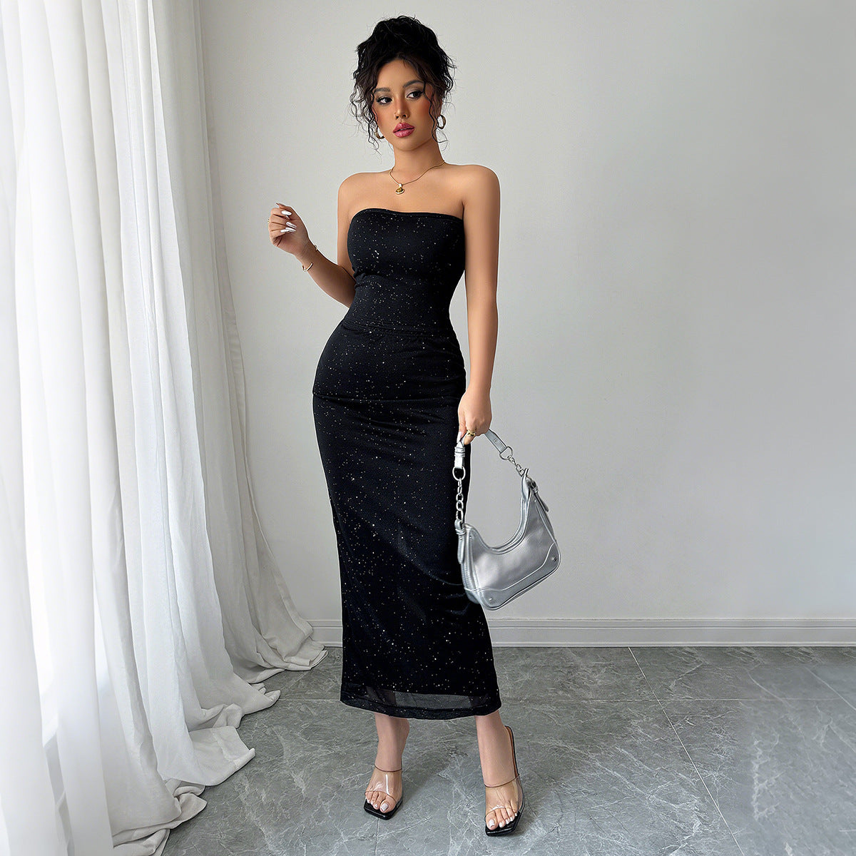 Elegant Style Tube Top Hip Skirt Suit - Image 3