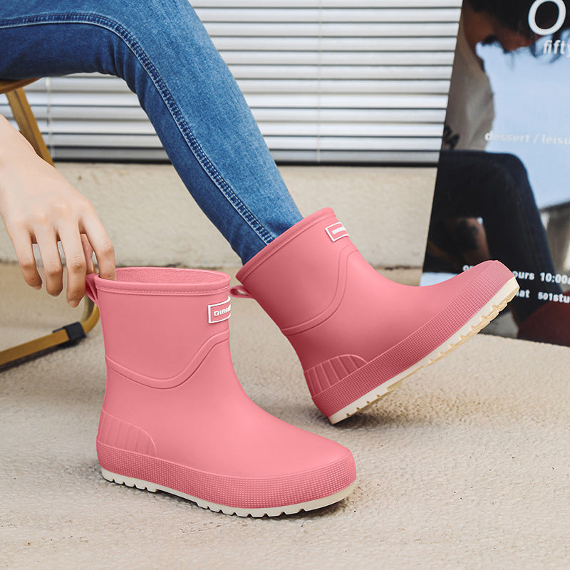 Mid-calf Women's Stylish Water Shoes Outdoor Non-slip Adult Rain Boots - Image 6