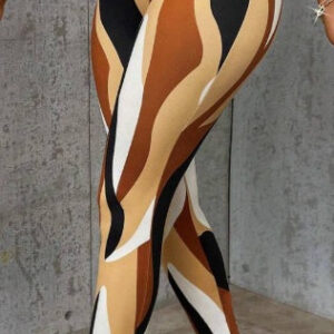 Casual Colorblock Slim Fit Stretchy Random Printed Leggings