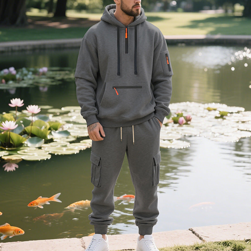 Fleece-lined Men's Loose Sports And Leisure Suit - Image 7