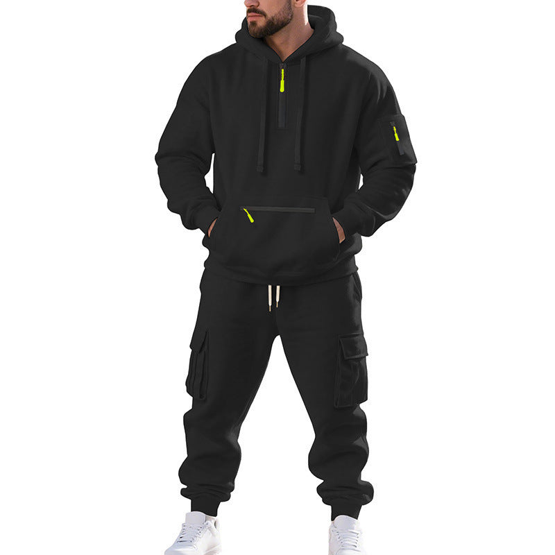 Fleece-lined Men's Loose Sports And Leisure Suit - Image 5
