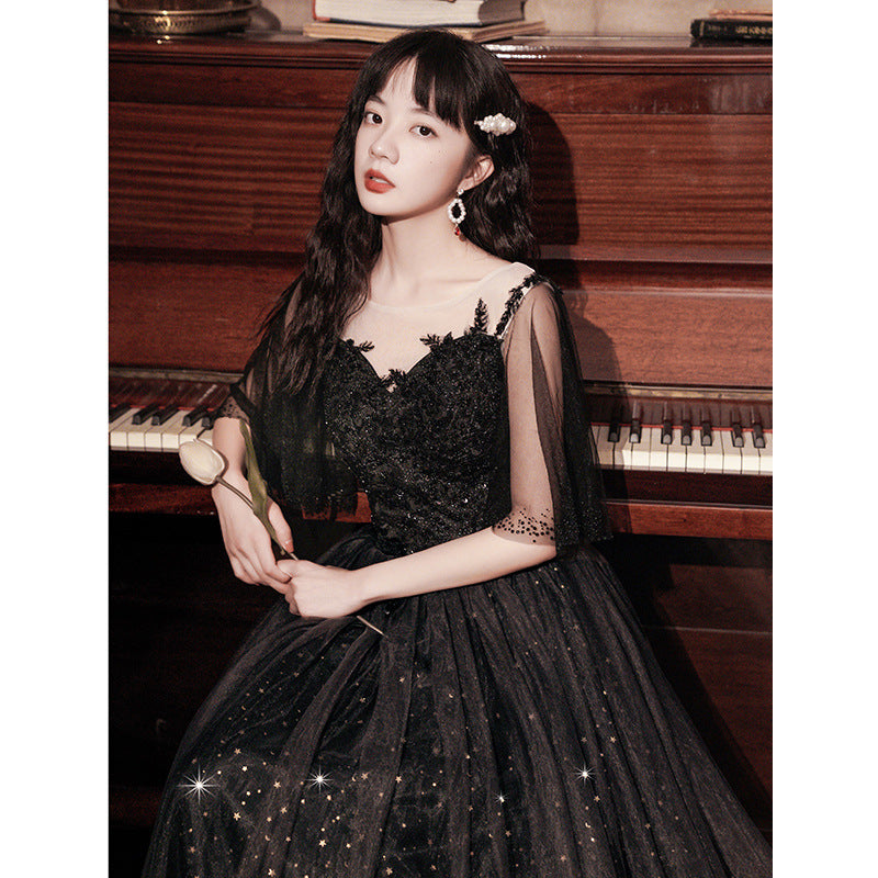Spring Art Exam Black Xianqi Student Host Annual Party Dress - Image 3