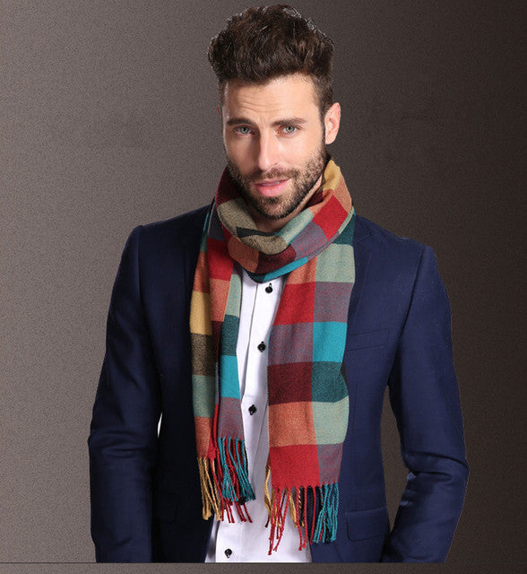 New Europe Fashion Shawl Scarves Men Winter Warm Tartan - Image 3