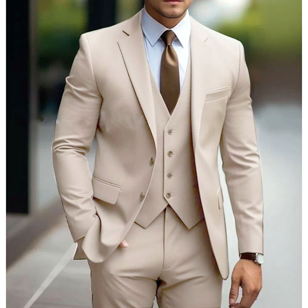 Business Casual Men's Three-piece Suit For Bridegroom Men's Wedding - Image 3