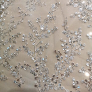 Crystal Sequin Embroidered Transparent Clothing Fabric