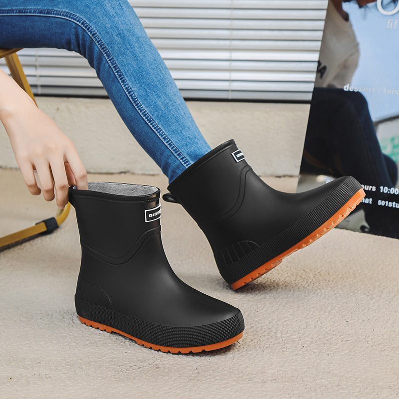 Mid-calf Women's Stylish Water Shoes Outdoor Non-slip Adult Rain Boots - Image 7