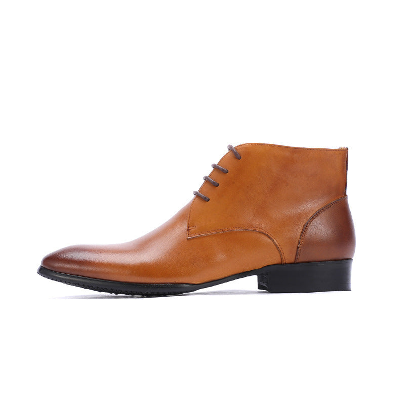 Autumn And Winter New High-top Leather Men's Shoes Pointed Toe Business Formal Wear British Martin Boots Short Boots Men - Image 4