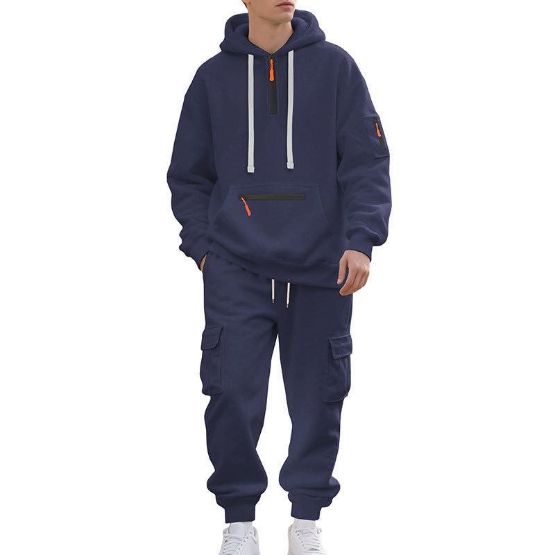 Fleece-lined Men's Loose Sports And Leisure Suit - Image 3
