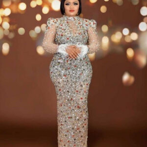 High-end Rhinestone Mesh Stretch European And American Slim Dress