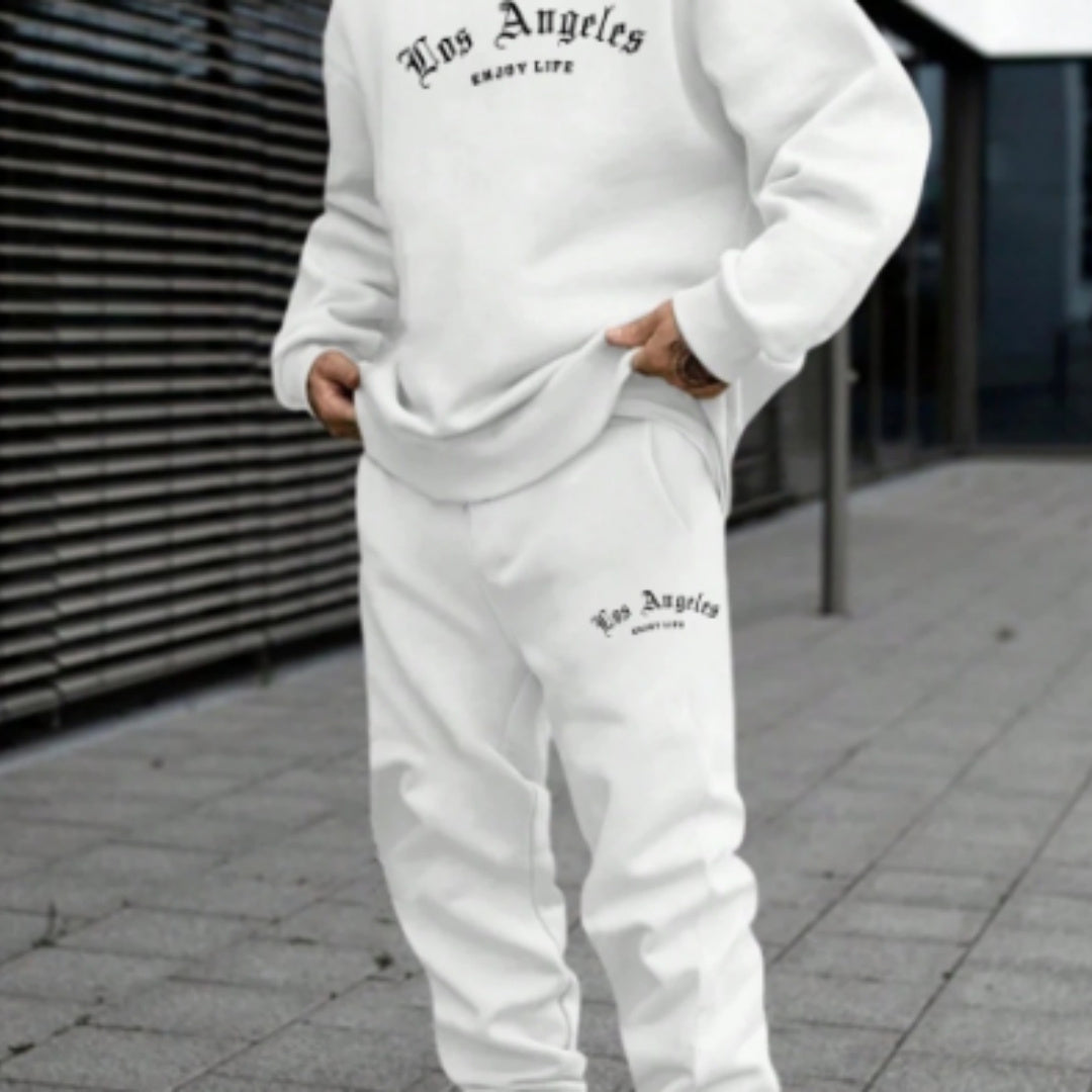 Men's Pullover Hooded Sweater Letter Printing Leisure Sports Suit - Image 3