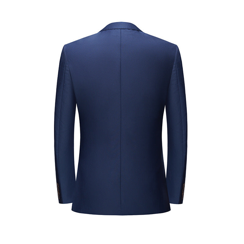 Men's British Korean Slim Fit Dark Blue Casual Three-piece Suit - Image 5