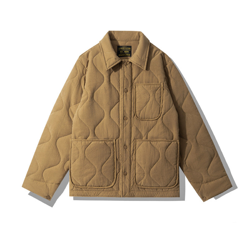 Cotton Polo Collar Jacket Cotton-padded Coat Retro Plaid Coat - Image 4