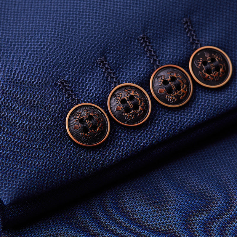 Men's British Korean Slim Fit Dark Blue Casual Three-piece Suit - Image 4