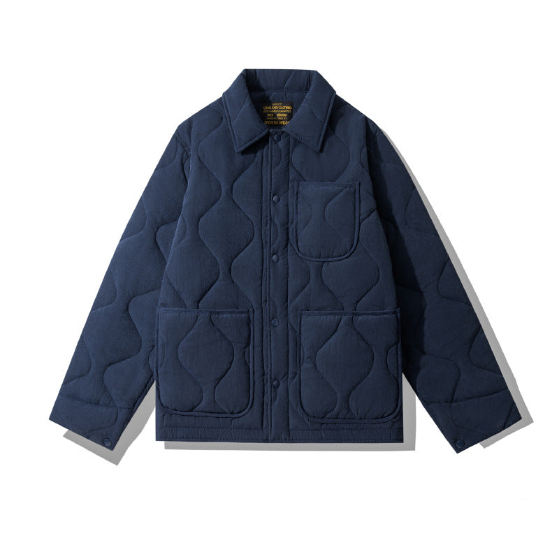 Cotton Polo Collar Jacket Cotton-padded Coat Retro Plaid Coat - Image 5