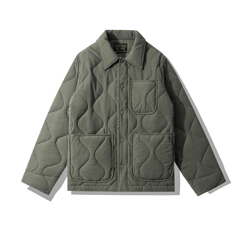 Cotton Polo Collar Jacket Cotton-padded Coat Retro Plaid Coat - Image 3