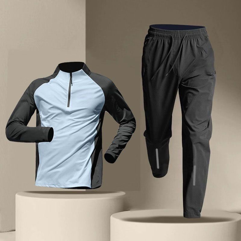 Half Zipper Training Wear Men's Quick Drying Clothes Long Sleeve Trousers Suit - Image 7