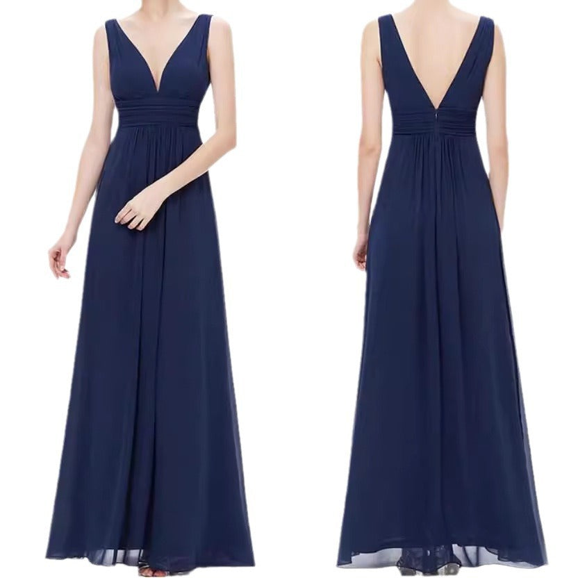 Deep V-neck Bridesmaid Plus Size High Waist Evening Dress - Image 5