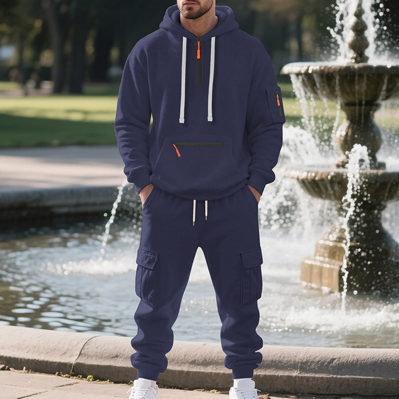 Fleece-lined Men's Loose Sports And Leisure Suit - Image 8