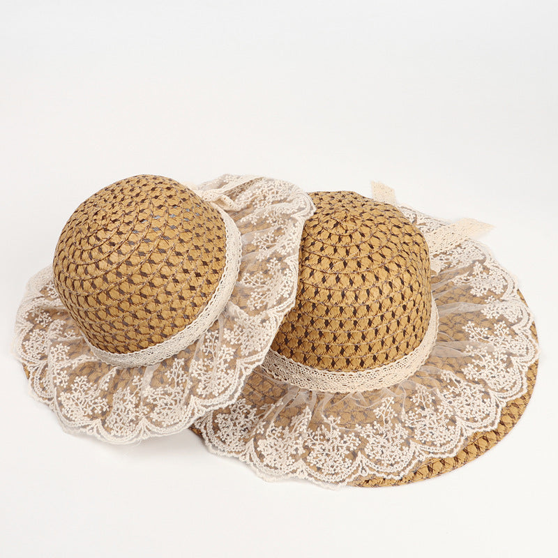 Women Lace Sun Hats For Wide Brim Straw Beach - Image 3