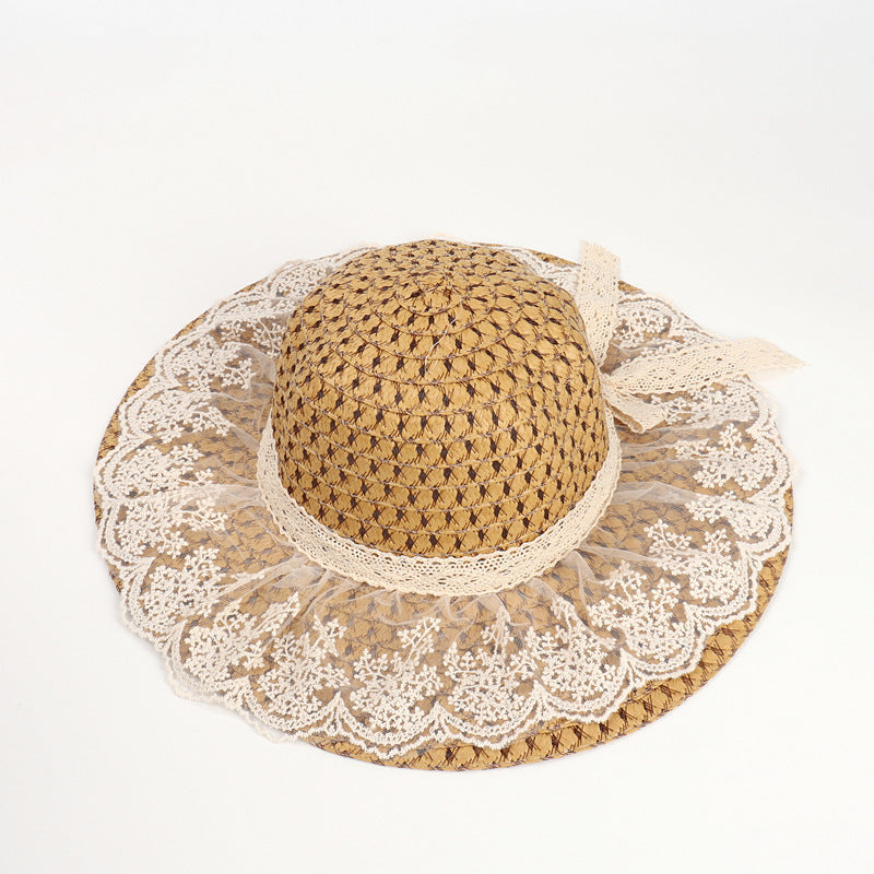 Women Lace Sun Hats For Wide Brim Straw Beach - Image 2