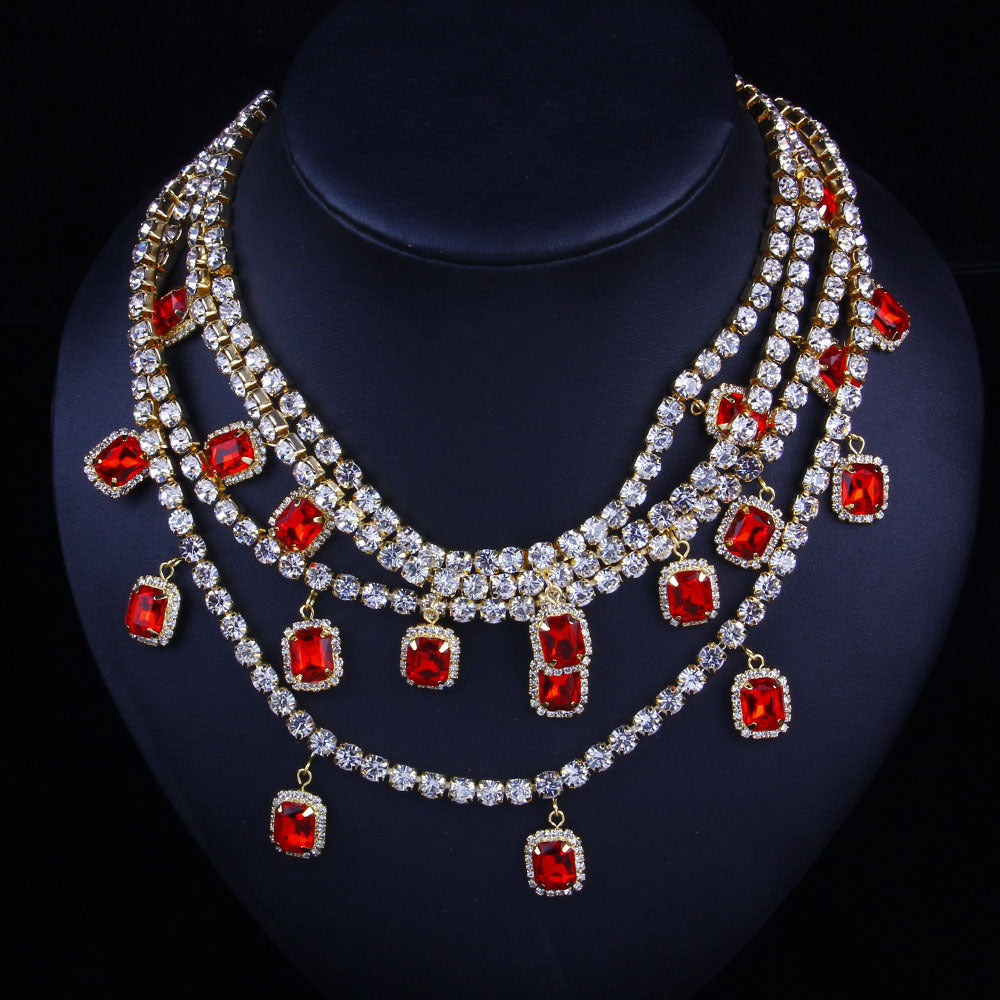 Retro Exaggerated Hip Hop Multilayer Rhinestone Pendant Necklace - Image 6