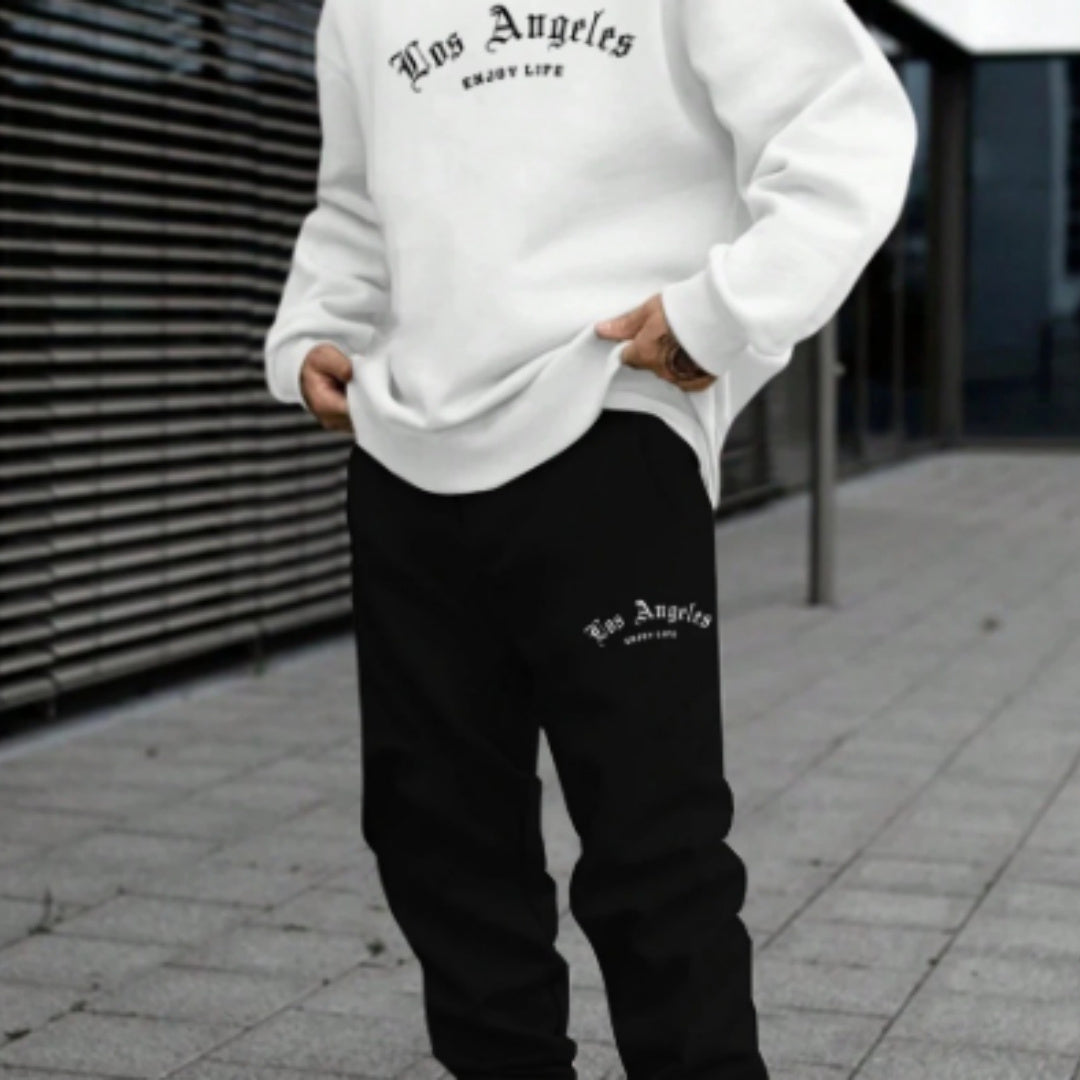 Men's Pullover Hooded Sweater Letter Printing Leisure Sports Suit - Image 2