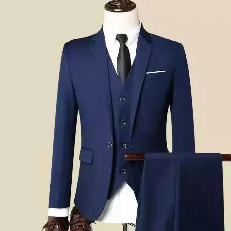 Suit Set Three-piece Set Men's Korean Style Slim Fit Business - Image 7