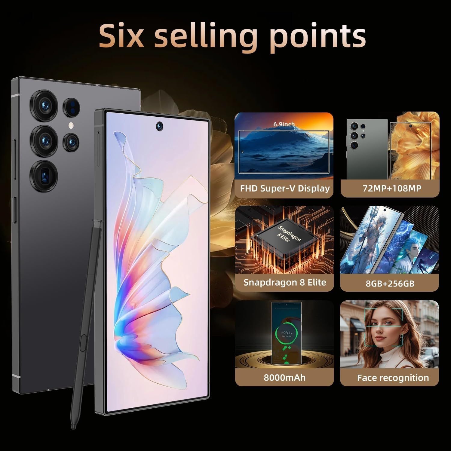 S25 Ultra Cell Phone 5G Unlocked Phone,Smartphone With Tool Pen, Android 15.0 Cell Phone - Image 5