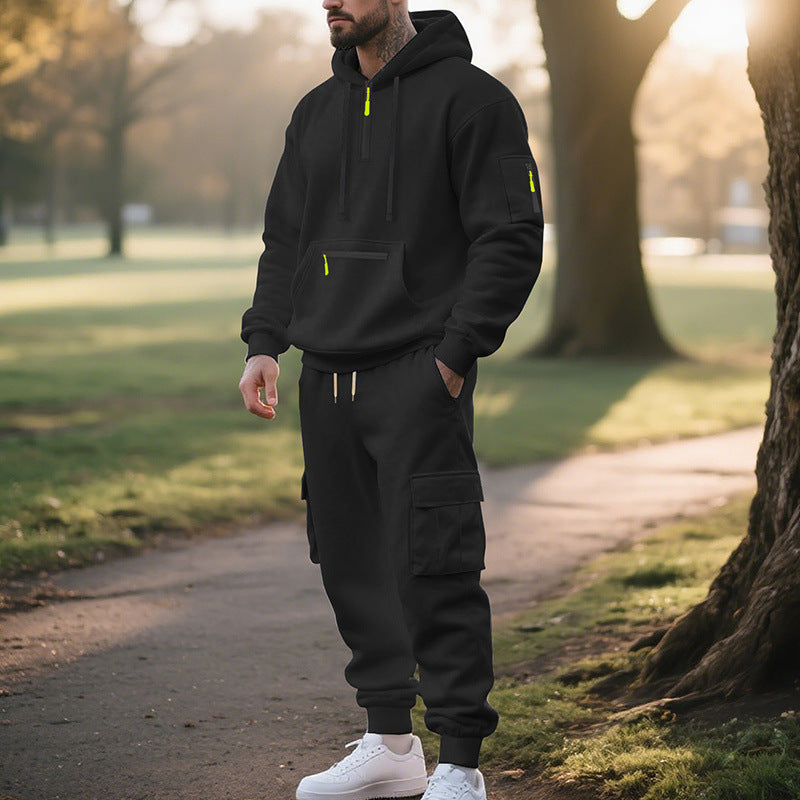 Fleece-lined Men's Loose Sports And Leisure Suit - Image 9