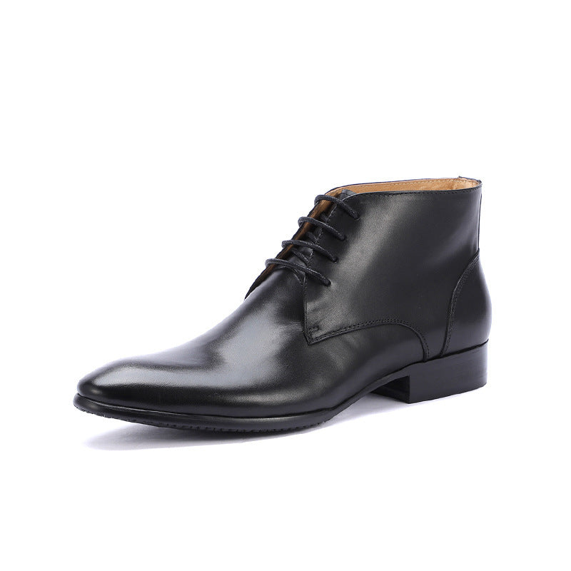 Autumn And Winter New High-top Leather Men's Shoes Pointed Toe Business Formal Wear British Martin Boots Short Boots Men - Image 6